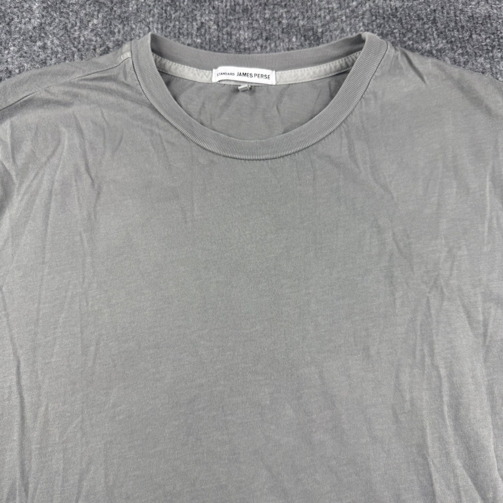 James Perse Crew Neck T-Shirt Mens Size 2 Medium Grey Slub Jersey Made in USA